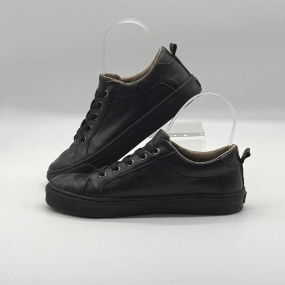 Old Navy Everyday Sneakers Kids Size 3 Black Faux Leather Low Top  Unisex‎